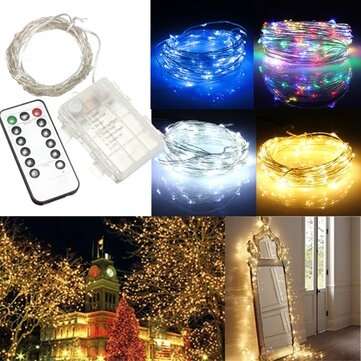 10M 100 LED Battery Operated Silver Wire String Fairy Light Christmas + Remote Co... (COLOR.: WHITE)