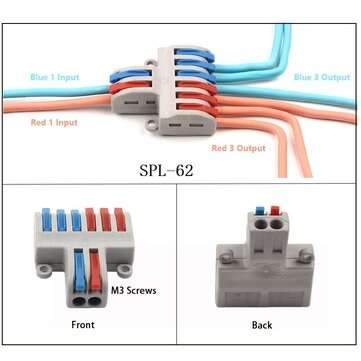 10PCS Two-in-six-out-quick Connector Docking Lamp Wire Connection Terminal