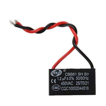 10Pcs CBB61 1.2UF Starting Capacitance 450V AC Fan Capacitor CBB Motor Run Capacitor