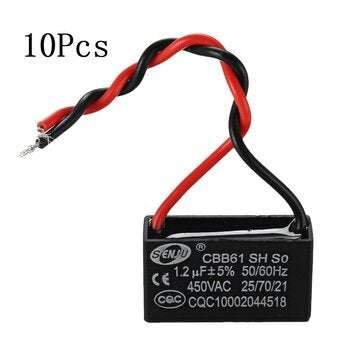 10Pcs CBB61 1.2UF Starting Capacitance 450V AC Fan Capacitor CBB Motor Run Capacitor