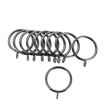 10Pcs Metal Curtain Rings Drapery Hanging Eyelet Rings 3 Colors for 38mm Pole Rod (COLOR.: BLACK)