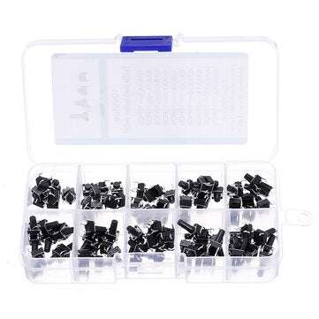100pcs 10 Models 6x6 Tact Switch Tactile Push Button Switch Kit Height 4.3MM-13MM DIP 4P Micro Switc