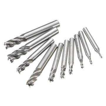 10pcs 2-10mm 4 Flute Milling Cutter HSS-Al  End Mill Cutter CNC Tool
