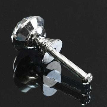 10Pcs 20mm Round Crystal Glass Cabinet Knobs Drawer Furniture Pull Handle