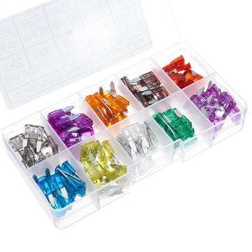 100pcs Mini Auto Fuse 10 Value Car Fuse Blade Kit Assortment with Box 2A 3A 5A 7.5A 10A 15A 20A 25A