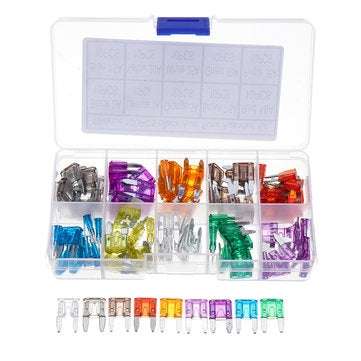 100pcs Mini Auto Fuse 10 Value Car Fuse Blade Kit Assortment with Box 2A 3A 5A 7.5A 10A 15A 20A 25A