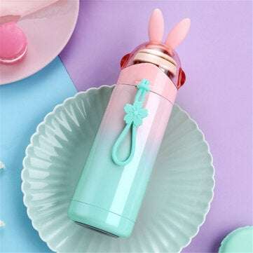 350ML Mini Vacuum Mug Cute Kid Thermos Stainless Steel Hot Water Bottle Travel Cup... (COLOR.: PINK)