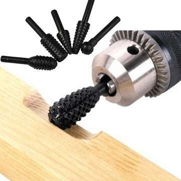 10Pcs Carbon Steel Shank Rotary File Set Wood Carving Rasp Drill Bits Tool