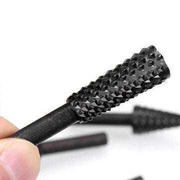 10Pcs Carbon Steel Shank Rotary File Set Wood Carving Rasp Drill Bits Tool