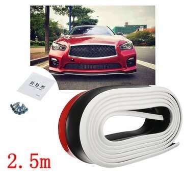 2.5m Car Front Bumper Lip Splitter Chin Spoiler Skirt Rubber Protector 3 Color (COLOR.: WHITE)