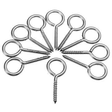 10Pcs M4 52mm 304 Stainless Steel Self Tapping Screw Eye Bolt Ring Hook with Expansion Pipe