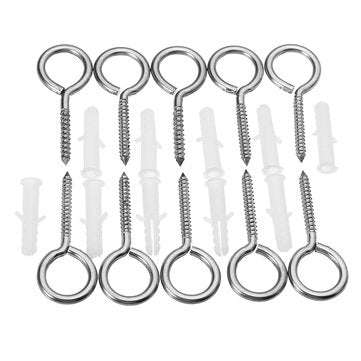 10Pcs M4 52mm 304 Stainless Steel Self Tapping Screw Eye Bolt Ring Hook with Expansion Pipe