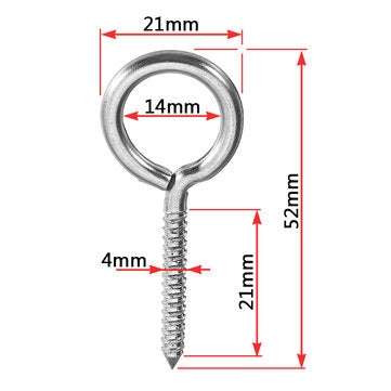 10Pcs M4 52mm 304 Stainless Steel Self Tapping Screw Eye Bolt Ring Hook with Expansion Pipe