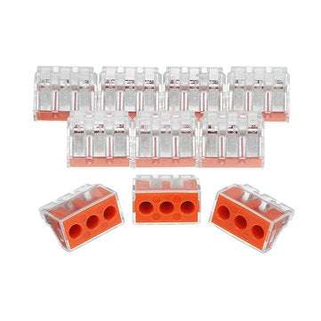 10Pcs 3 Pins Flame Retardant Fast Spring Terminal Block Electric Cable Wire Connector