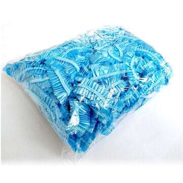100pcs Individual Package Disposable PE Bath Shower Caps Waterproof Dustproof Show... (COLOR.: BLUE)