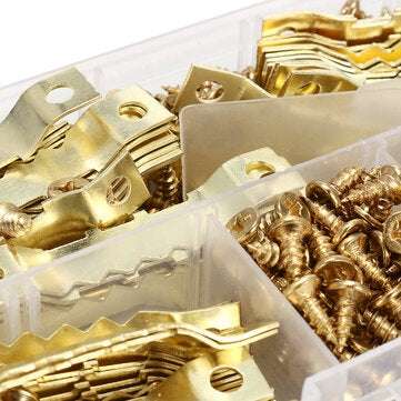 100Pcs Hanging Picture oil Painting Mirror Frame Saw Tooth Hooks Hangers Screws