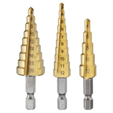 10pcs Step Drill Bit Set 1/4 Inch Hex Shank 5 Flute Countersink Drill Bit Set with Automatic Center