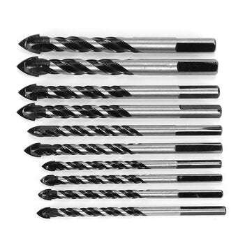 10Pcs Tungsten Carbide Drill Bit Set Twist Drill Bit for Porcelain Ceramic Tile Concrete Brick Glass