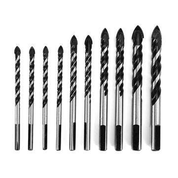 10Pcs Tungsten Carbide Drill Bit Set Twist Drill Bit for Porcelain Ceramic Tile Concrete Brick Glass
