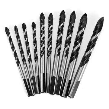 10Pcs Tungsten Carbide Drill Bit Set Twist Drill Bit for Porcelain Ceramic Tile Concrete Brick Glass