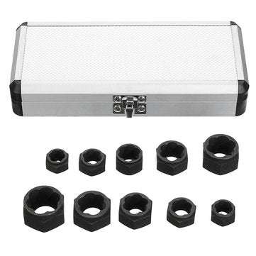 10pcs 9-19mm Broken Bolt Removal Kit Damaged Nut Bolt Remover Stud Extractor Set