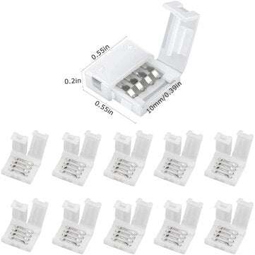 10Pcs LED Strip Lights with RGBW Solder-free Quick Connector 5pin 10mm Buckle Bayonet Clip Accessori