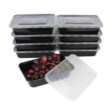 10pcs 16oz Meal Prep Containers Food Storage Reusable Microwavable Plastic Box Lunch Bags