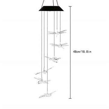 Solar Powered Wind Chimes Light Lamp Hanging LED Dragonfly Garden Yard Color Changing Lights For Hom