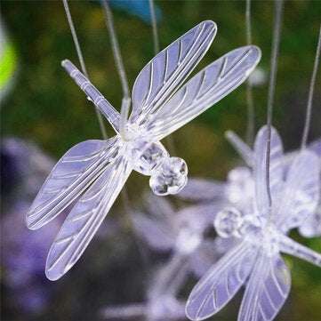 Solar Powered Wind Chimes Light Lamp Hanging LED Dragonfly Garden Yard Color Changing Lights For Hom