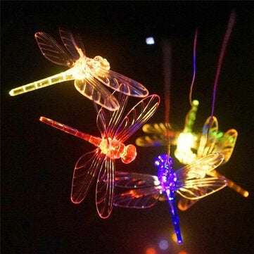 Solar Powered Wind Chimes Light Lamp Hanging LED Dragonfly Garden Yard Color Changing Lights For Hom