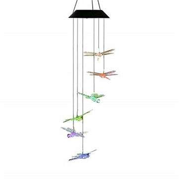 Solar Powered Wind Chimes Light Lamp Hanging LED Dragonfly Garden Yard Color Changing Lights For Hom