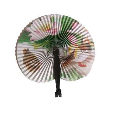 Portable Classic Hand Fan Vintage Folding Fans Round Circular Paper Folding Fans
