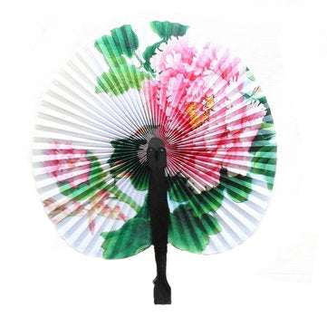 Portable Classic Hand Fan Vintage Folding Fans Round Circular Paper Folding Fans