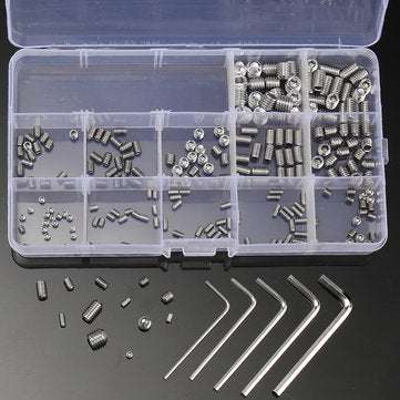 Suleve MXSS3 240Pcs M3/M4/M5/M6/M8 Stainless Steel Hex Allen Grub Screw Socket Flat Point Set Scr