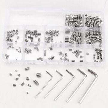 Suleve MXSS3 240Pcs M3/M4/M5/M6/M8 Stainless Steel Hex Allen Grub Screw Socket Flat Point Set Scr