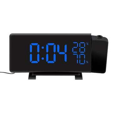 TS-5210 Thermometer Hygrometer Digital Clock 3 Color Projection LED Switch Display Time Clock Temper