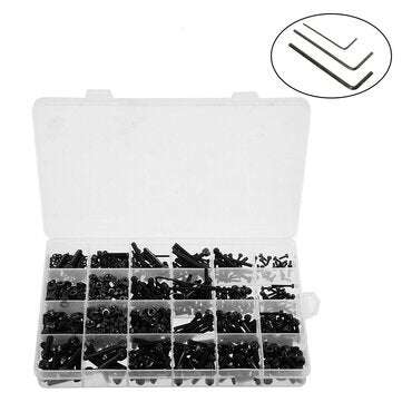 Suleve MXAH18 1200Pcs M2 M3 M4 Alloy Steel Hex Socket Head Cap Screws Nuts Washers Assortment Kit