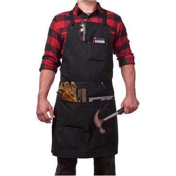 Heavy Duty Waxed Canvas Work Hobby Apron Large Pocket Fits Small to XXL Black