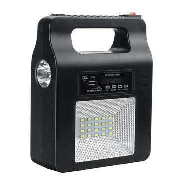 Solar Power Radio Panel Generator LED Light USB Charger System FM Outdoor Garden Decorative Night Li