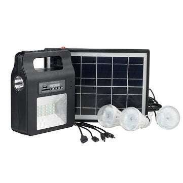 Solar Power Radio Panel Generator LED Light USB Charger System FM Outdoor Garden Decorative Night Li