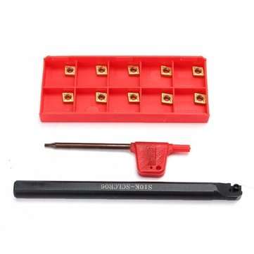 S10K-SCLCR06 Turning Tool Holder Lathe Boring Bar With 10pcs CCMT060204-HM Carbide Inserts