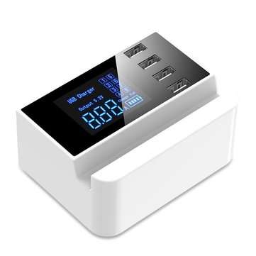 LCD Display 1.9 Inch  4 USB Smart Wall Charger USB Charger Power Adapter Desktop C... (PLUG: EUPLUG)