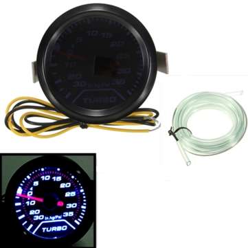 Universal 52mm 2 LED Turbo Boost Pressure Gauge Smoked Dials Face Psi