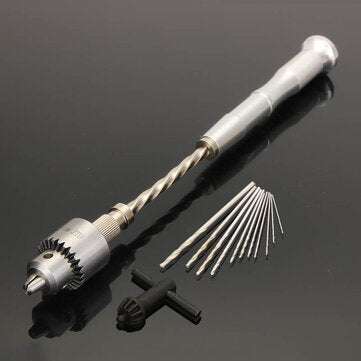 Semi-automatic Mini Hand Drill with 10 Twist Drills Chuck Clamping 0.3-4.0mm Reamer Pinhole Hand Dri