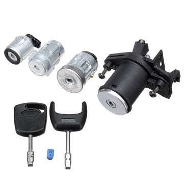 Set of 4 Lock Door Ignition Barrel Petrol Flap Tailgate with 2 Keys 1479660 for Ford Fiesta MK V Fus