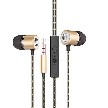 Fanbiya S1 HiFi Metal Heavy Bass Earphone 3.5mm Noise Canceling 5D Stereo In-ear H... (COLOR.: GOLD)