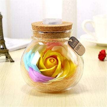 Handmade Valentine`s Day Gifts Preserved Rose Flower in Glass Dome w/ LED Lights Deco... (NUMBER: 3)