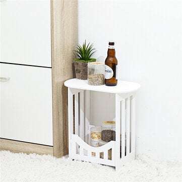 Modern Oval Sofa Side Coffee Tea Table Leisure Desk Storage Shelf White Balcony Living Room