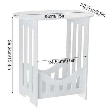 Modern Oval Sofa Side Coffee Tea Table Leisure Desk Storage Shelf White Balcony Living Room