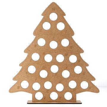 MDF Wooden Christmas Advent Calendar Christmas Tree Decoration Fits 24 Circular Chocolates Candy Sta
